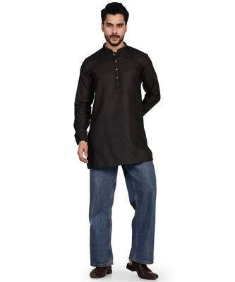Men's pure linen pintuck short kurta 1