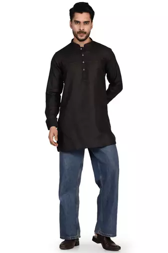 Men's pure linen pintuck short kurta