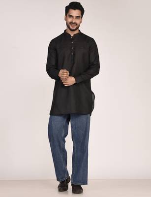Men's pure linen pintuck short kurta 2