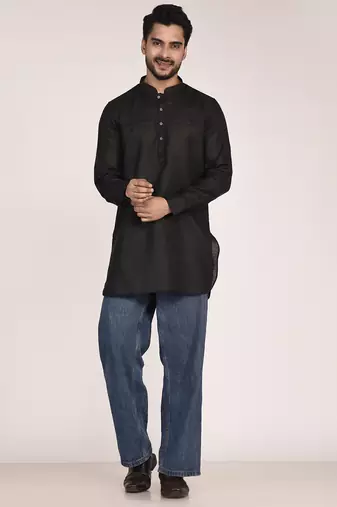 Men's pure linen pintuck short kurta