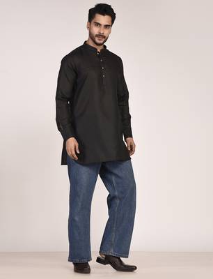Men's pure linen pintuck short kurta 3