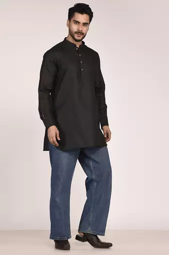Men's pure linen pintuck short kurta