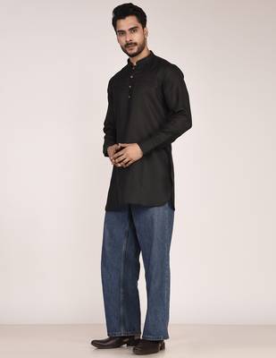 Men's pure linen pintuck short kurta 4