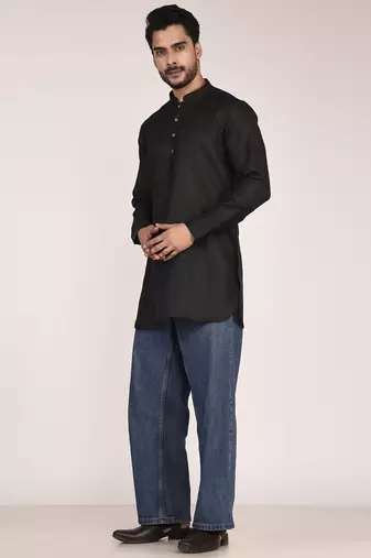 Men's pure linen pintuck short kurta