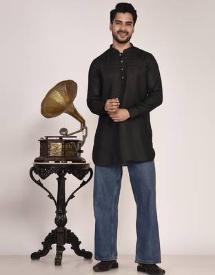 Men's pure linen pintuck short kurta 5