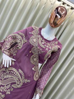 Onion Pink Sequin and Embroidery Georgette Lehenga Choli Set 3