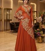 Orange Sequin and Embroidery Georgette Lehenga Choli Set