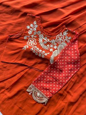 Orange Sequin and Embroidery Georgette Lehenga Choli Set 4