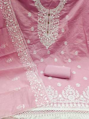 Baby pink chanderi silk embroidered salwar kameez 2