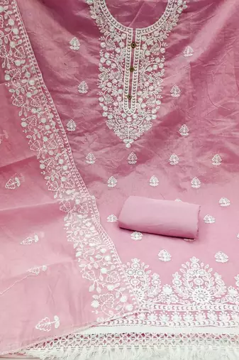 Baby pink chanderi silk embroidered salwar kameez