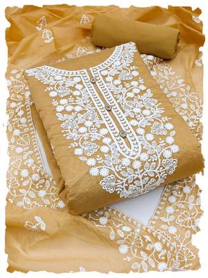 Mustard chanderi silk embroidered salwar kameez 3