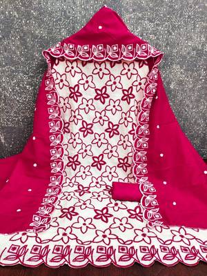 White silk blend embroidered salwar kameez 1
