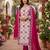 White silk blend embroidered salwar kameez