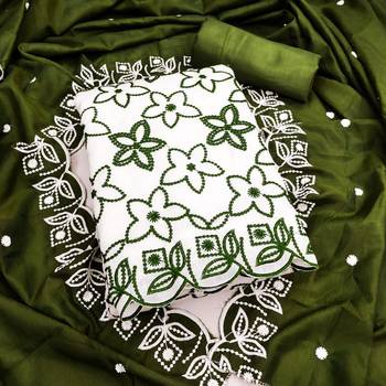 White silk blend embroidered salwar kameez 2