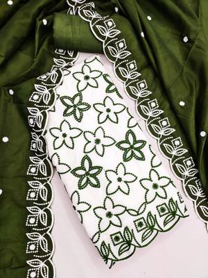 White silk blend embroidered salwar kameez 3