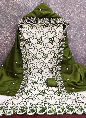 White silk blend embroidered salwar kameez 4