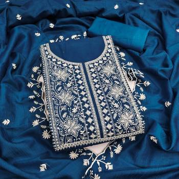 Blue silk blend embroidered salwar kameez 2