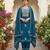 Blue silk blend embroidered salwar kameez