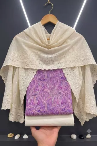 Light purple silk blend printed salwar kameez