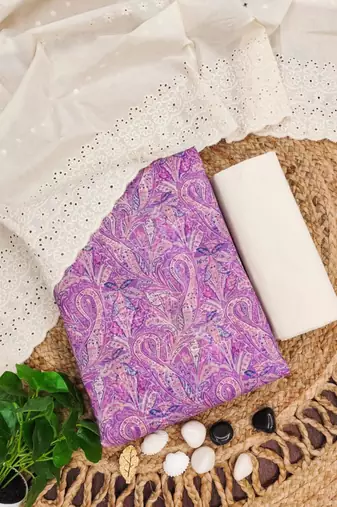 Light purple silk blend printed salwar kameez