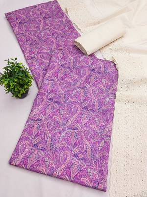 Light purple silk blend printed salwar kameez 4