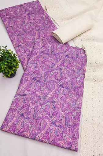 Light purple silk blend printed salwar kameez