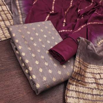 Grey silk blend abstract print salwar kameez 1