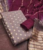 Grey silk blend abstract print salwar kameez