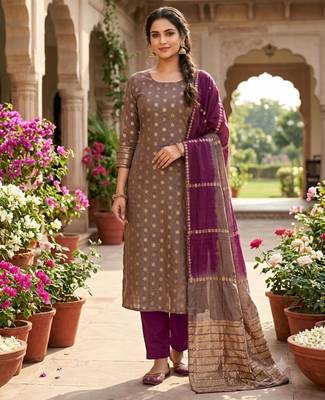 Grey silk blend abstract print salwar kameez 3