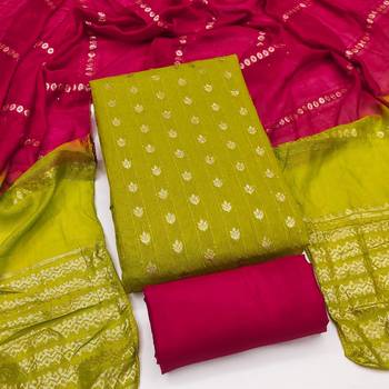 Parrot green silk blend abstract print salwar kameez 3