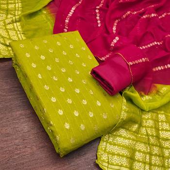 Parrot green silk blend abstract print salwar kameez 4