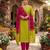 Parrot green silk blend abstract print salwar kameez