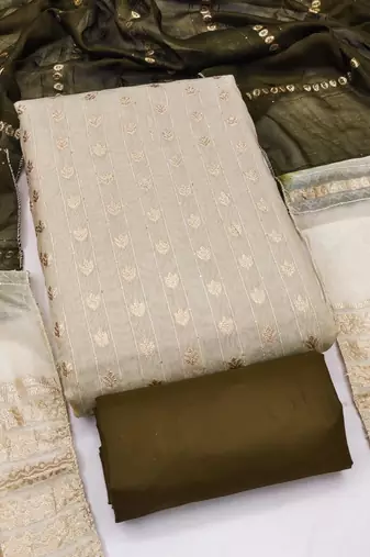 Light grey silk blend abstract print salwar kameez