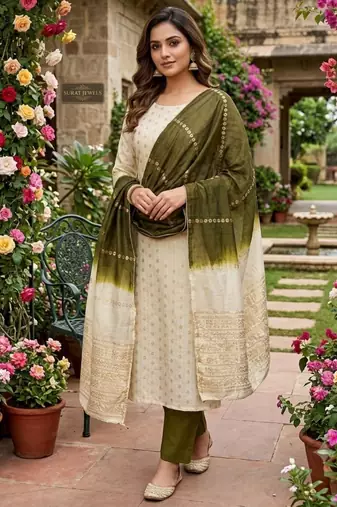 Light grey silk blend abstract print salwar kameez
