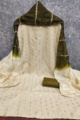 Light grey silk blend abstract print salwar kameez