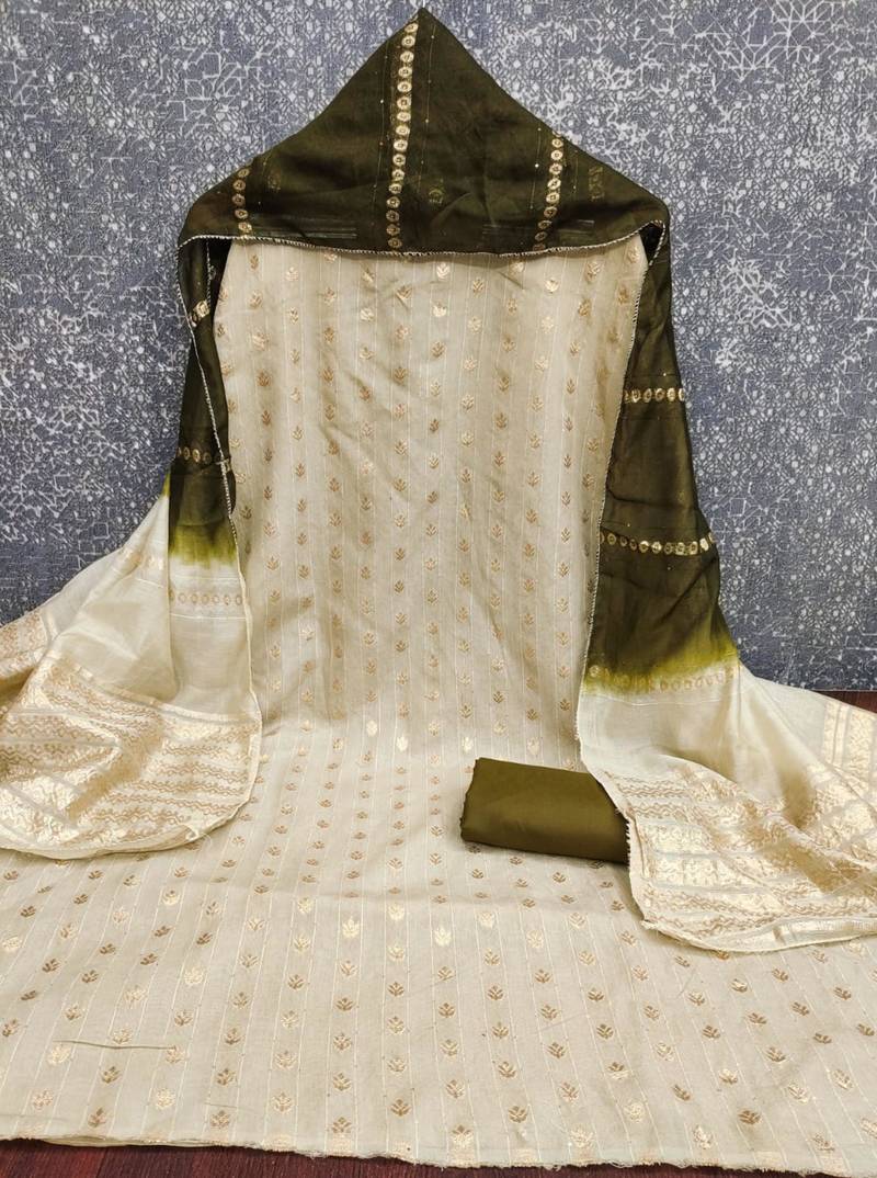 Light grey silk blend abstract print salwar kameez
