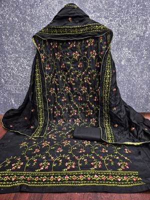 Black cotton poly embroidered salwar kameez 2