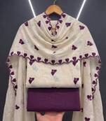 White cotton poly embroidered salwar kameez