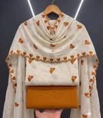 White cotton poly embroidered salwar kameez