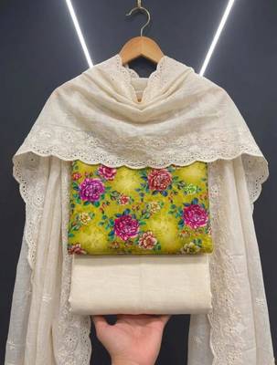 Yellow cotton poly printed salwar kameez 3