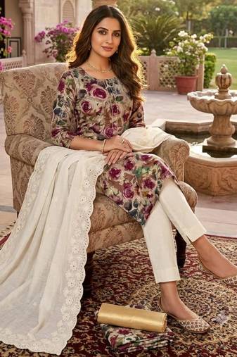 Multicolor cotton poly printed salwar kameez