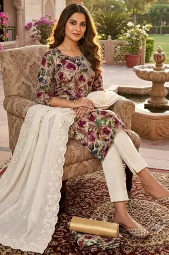 Multicolor cotton poly printed salwar kameez