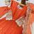 Orange fendy silk with sequence embroidery work kids gown bottom and dupatta set