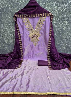 Light purple silk blend embroidered salwar kameez 4