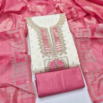 Off white silk blend embroidered salwar kameez 2