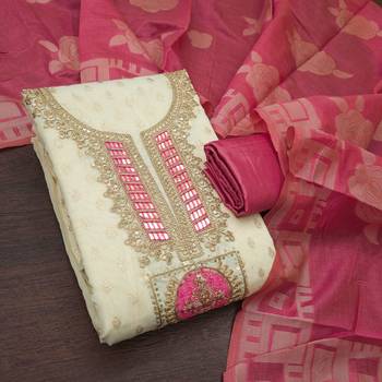 Off white silk blend embroidered salwar kameez 3