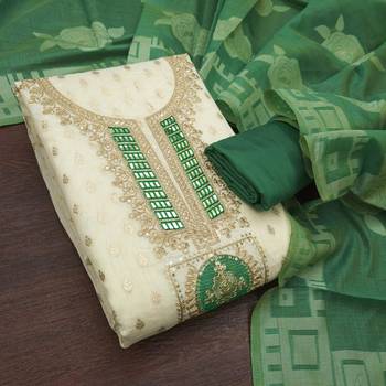 Off white silk blend embroidered salwar kameez 4