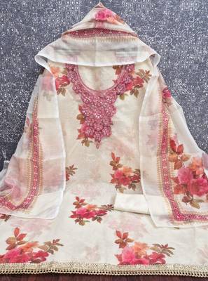 Off white silk blend embroidered salwar kameez 3