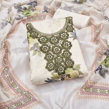 Off white silk blend embroidered salwar kameez 1