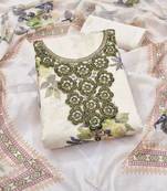 Off white silk blend embroidered salwar kameez